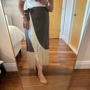 Green fringe wrap skirt size XL